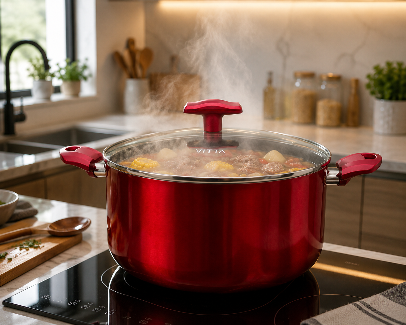 Cacerola Olla Antiadherente 30 Cm 10,5l Aluminio Rosso Vitta - Imagen 3