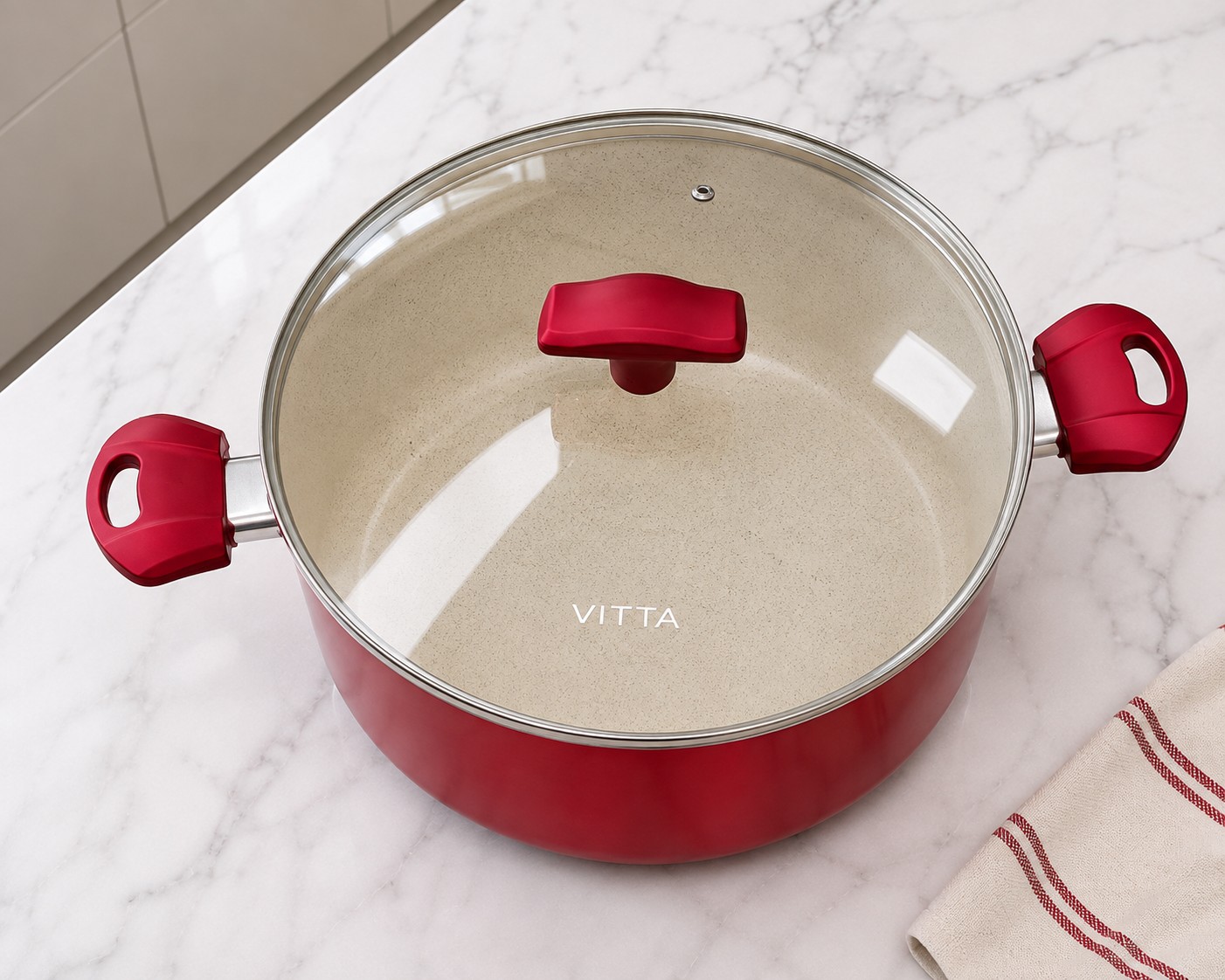 Cacerola Olla Antiadherente 30 Cm 10,5l Aluminio Rosso Vitta - Imagen 4