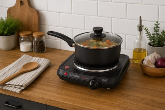 Cocinilla Eléctrica Anafe Telefunken 1 Plato 18 cm 1600W 7 Niveles de Temperatura