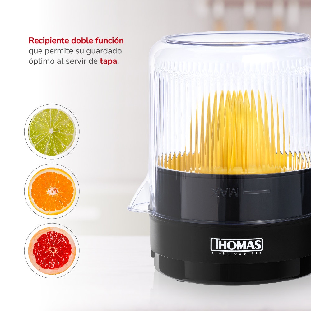 Exprimidor Eléctrico Thomas TH-1211 2 en 1 1,4 Litros 30W Exprimidor de Naranjas y Cítricos Doble Cono Rotación Bidireccional Jarro BPA Free - Imagen 4
