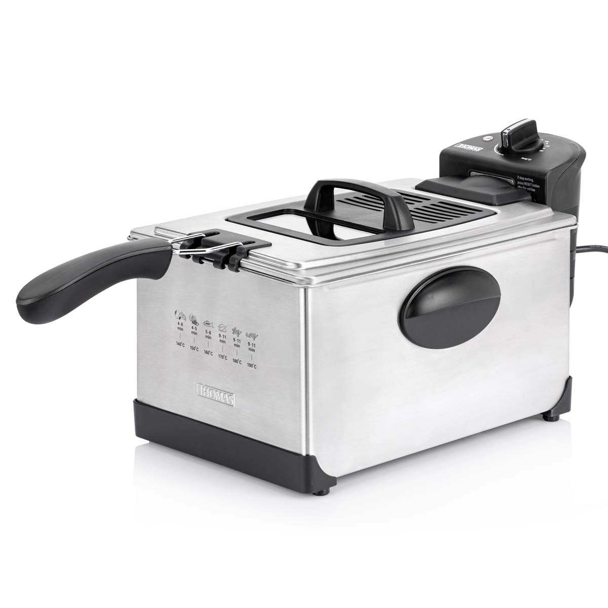 Freidora Eléctrica Thomas TH-DF500 5 Litros 1950W Freidora de Aceite Acero Inoxidable Regulador de Temperatura hasta 190° Tapa con Ventana y Filtro Canastillo Removible - Imagen 6