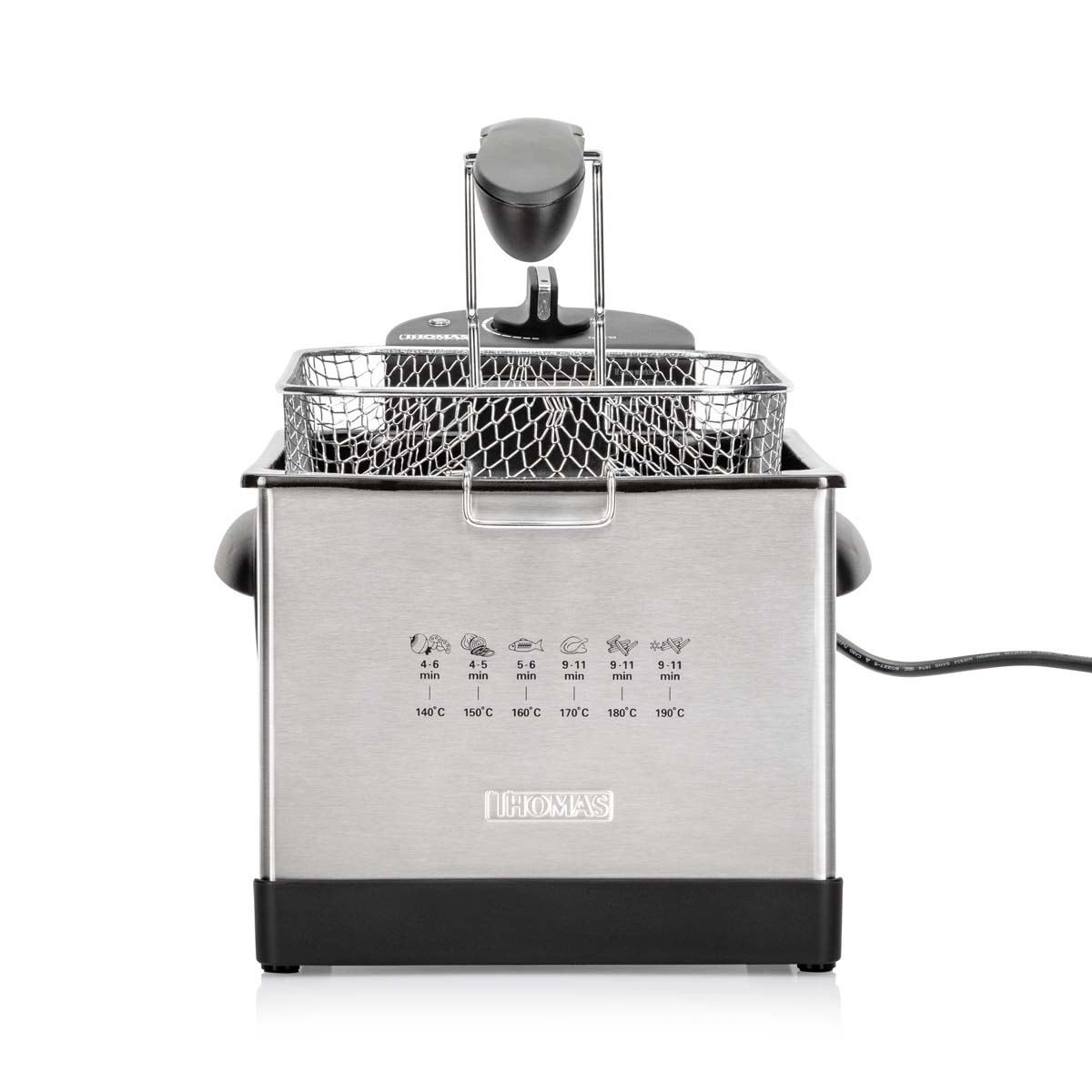Freidora Eléctrica Thomas TH-DF500 5 Litros 1950W Freidora de Aceite Acero Inoxidable Regulador de Temperatura hasta 190° Tapa con Ventana y Filtro Canastillo Removible - Imagen 8