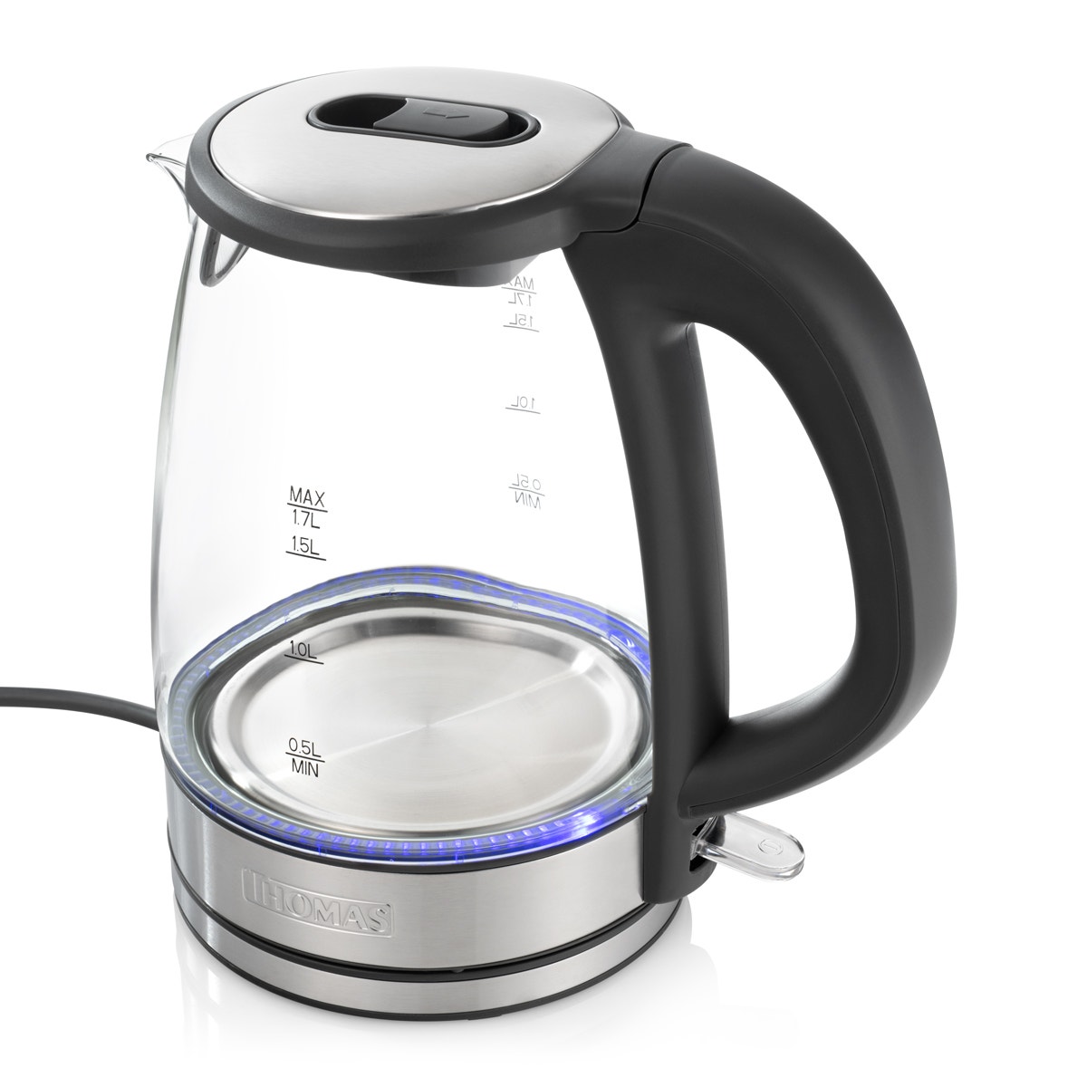 Hervidor Eléctrico de Vidrio Thomas TH-4725V 1,7 Litros 2200W Tetera Jarro Eléctrico Hervidor de Agua Vidrio Templado Base Giratoria 360° Apagado Automático - Imagen 5