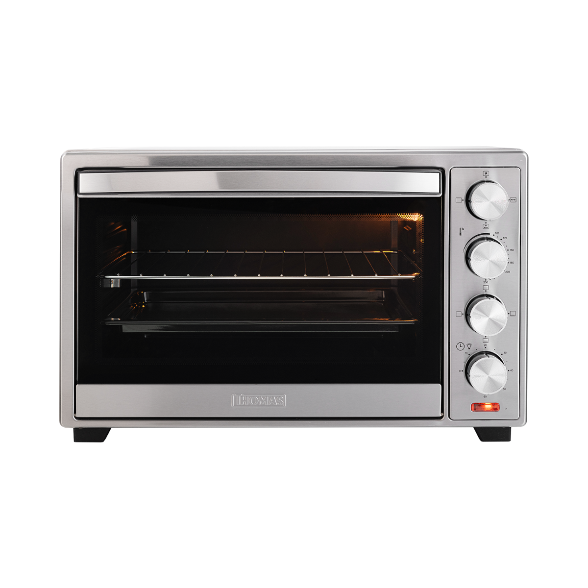 Horno Eléctrico Thomas TH-62i 60 Litros 2200W Horno de Mesa Sobremesa con Grill Convección y Spiedo Acero Inoxidable Timer 60 Minutos Doble Bandeja