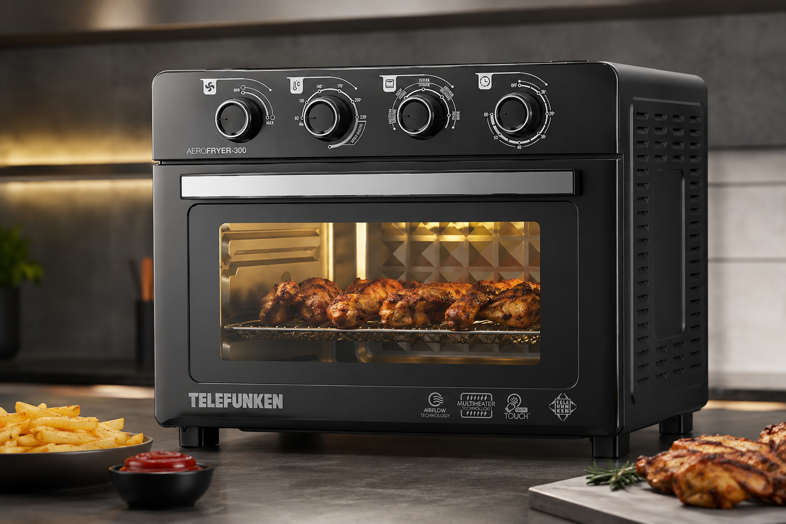 Horno Freidora de Aire Telefunken AeroFryer 300 30L 2100W
