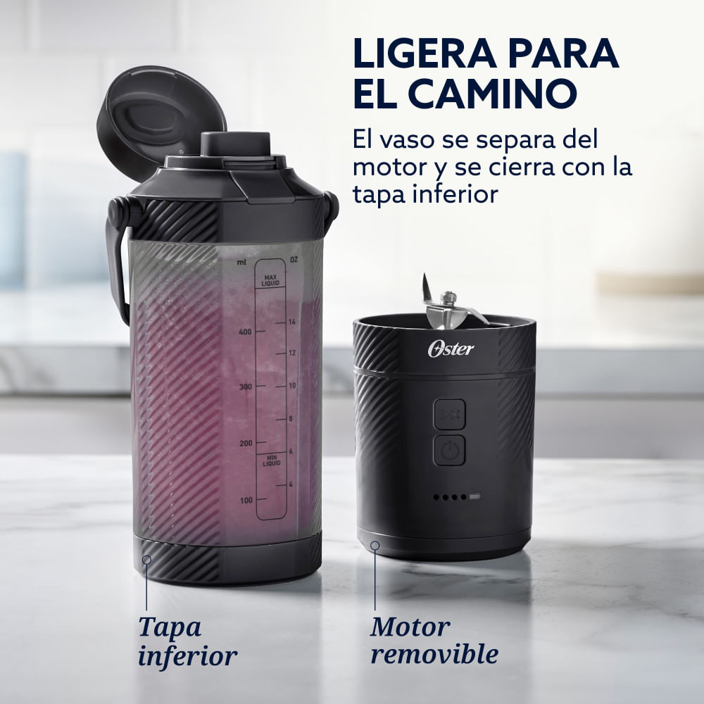 Licuadora Portátil Mini Juguera Recargable USB GoMAX 590 ml Oster Negra - Imagen 5