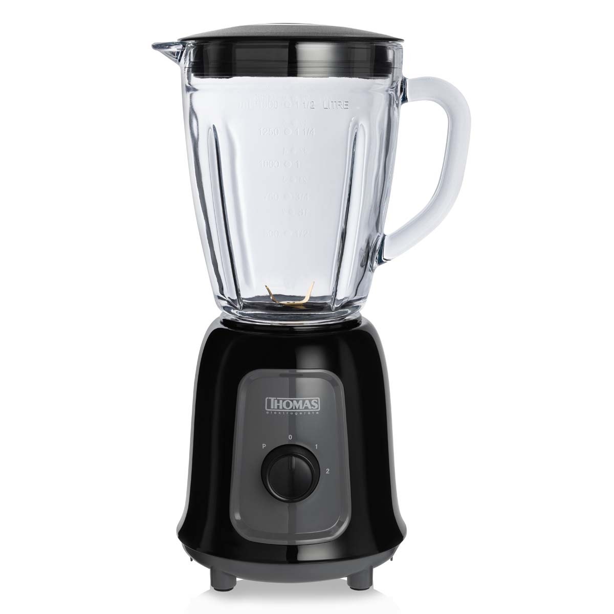 Licuadora Thomas TH-330V 1,5 Litros 600W Juguera Jarro de Vidrio 2 Velocidades más Pulso Cuchillas 4 Fold Titanium Blades Acero Inoxidable
