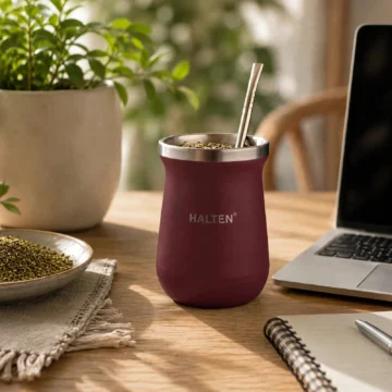 Mate Térmico de Acero Inoxidable 300 ml con Bombilla Conserva Calor 1 Hora y Frío 6 Horas