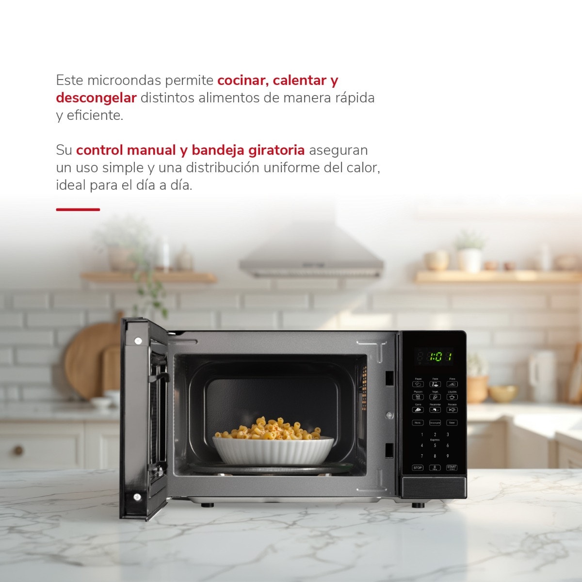 Microondas Digital Thomas TH-MW20DN HeatTouch 20 Litros 700W Microondas de Mesa Pantalla Touch 10 Niveles de Potencia Programas Automáticos Descongelado Cavidad EasyClean - Imagen 3