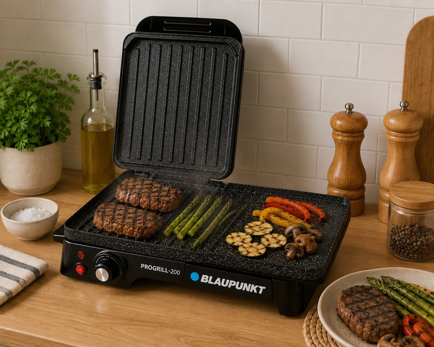 Parrilla Eléctrica Antihaderente Con Grill - Negro - Imagen 7