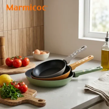 Set De 3 Sartenes Antiadherentes Aluminio Forjado 18-22-26 cm Modelo Flowers Marca Marmicoc
