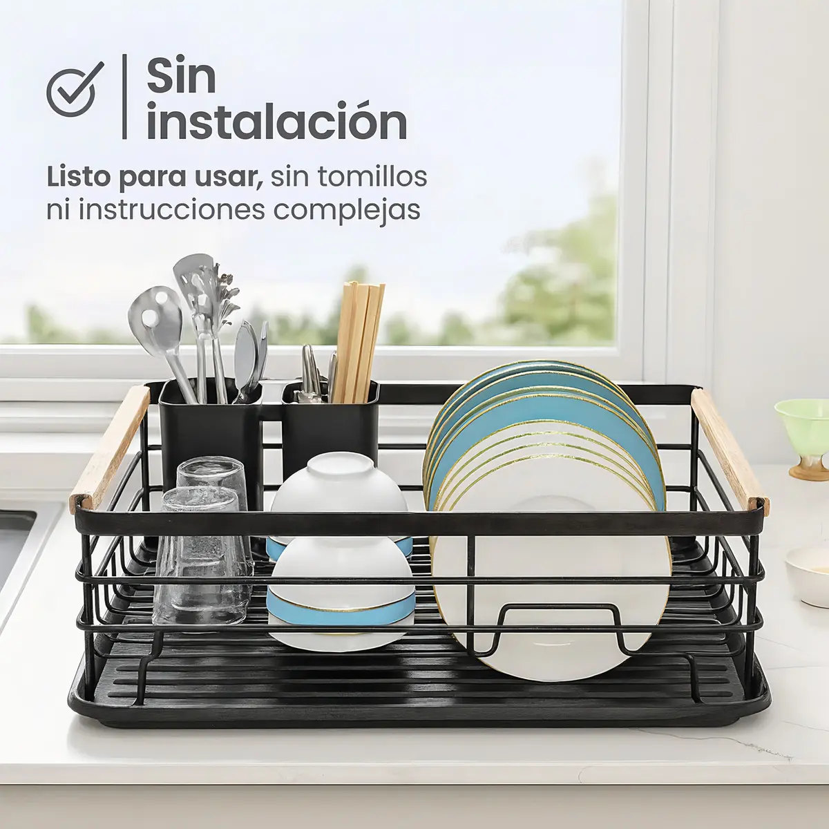 Secaplatos Escurridor Platera Acero Carbono Con Cubiertero - Imagen 3