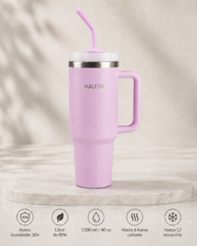 Big Mug Halten Térmico 1.2l Con Tapa Y Sorbete Acero Inox