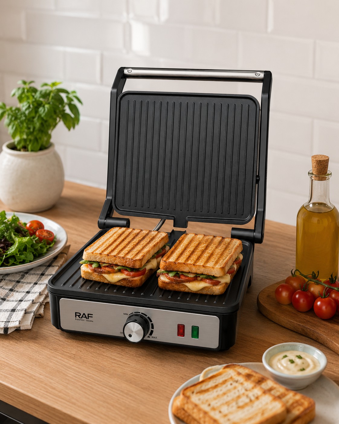 Tostador Panini Plancha Parrillera 2000W Con Grill