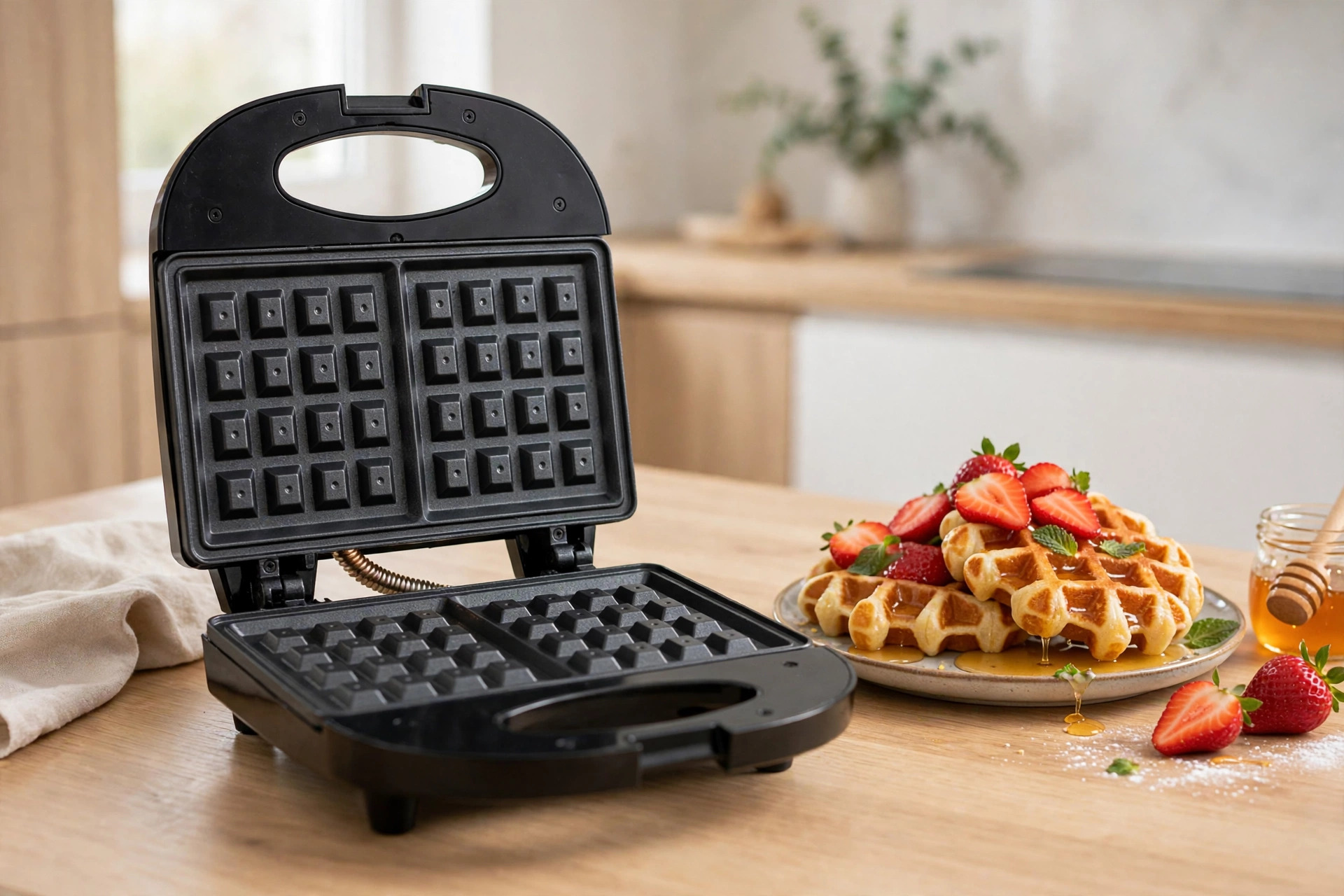 Wafflera Doble Antiadherente 700w Marca LumaBella