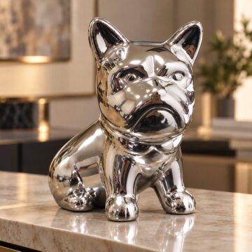 Perrito Decorativo Bulldog Francés Porcelana Figura Adorno de Repisa 12,5 cm