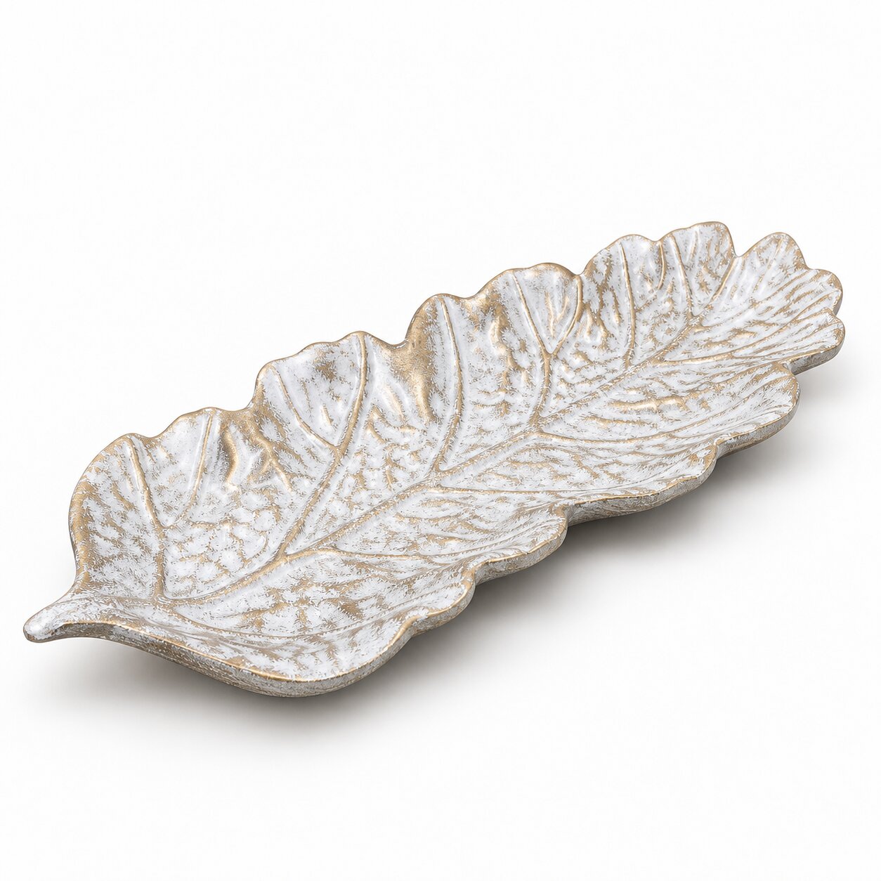 Bandeja Decorativa Forma Hoja MDF Blanco y Negro 38 cm - Imagen 3