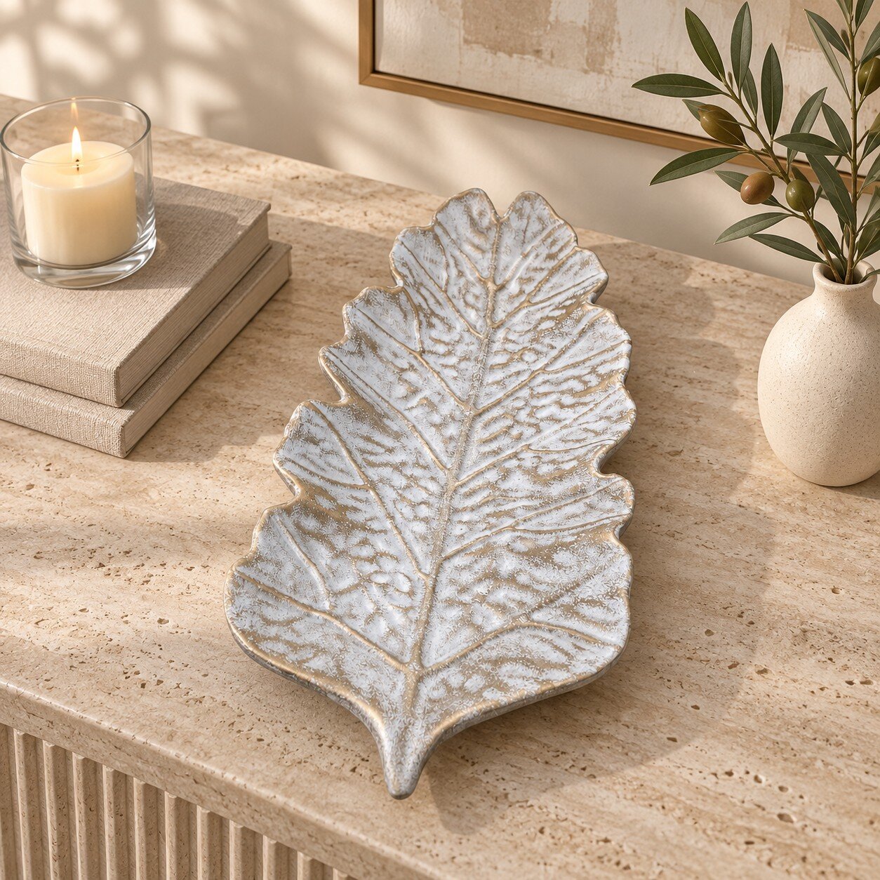 Bandeja MDF Forma De Hoja 39.5x14x2.5cm