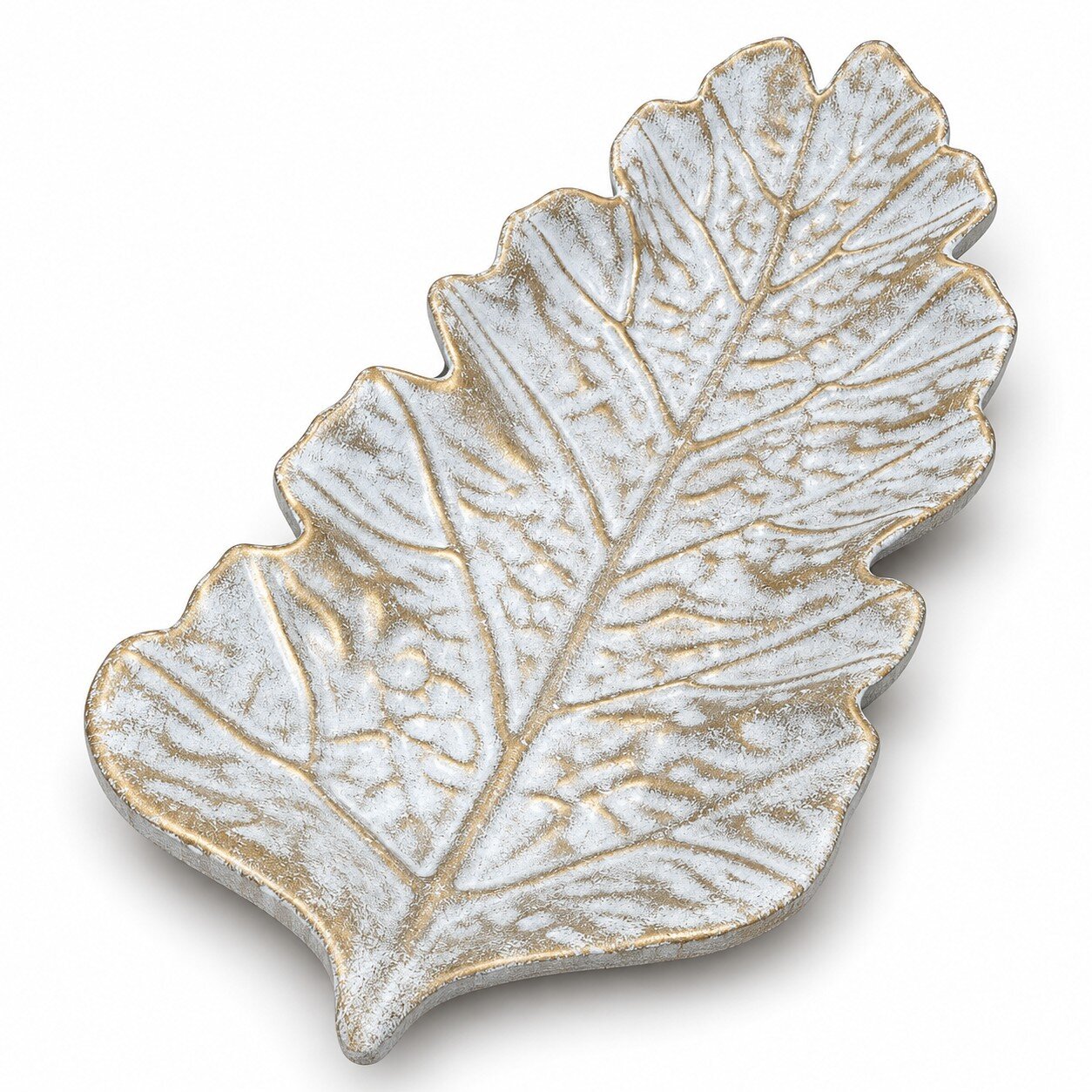 Bandeja Decorativa Forma Hoja MDF Blanco y Negro 38 cm - Imagen 6