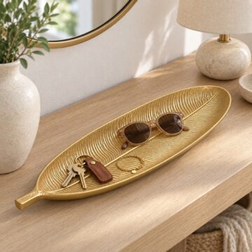 Bandeja Decorativa Forma De Hoja Estilo Moderno Organico 40 cm