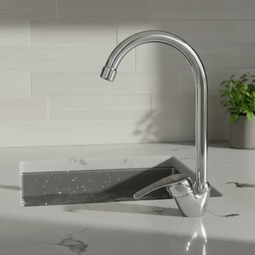 Monomando Llave Grifo Lavaplatos Cocina Vertical Cuello Cisne Modelo Colomba Marca Taumm - Imagen 5