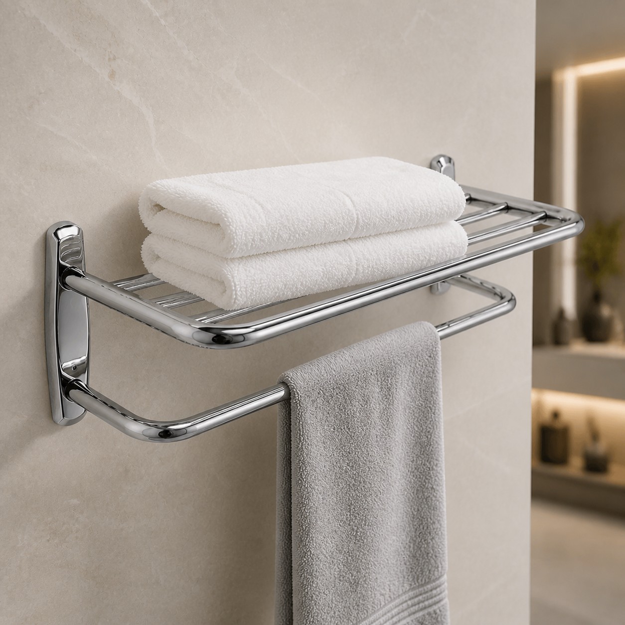 Toallero Repisa Hotelero Acero Inoxidable 60cm Baño Taumm