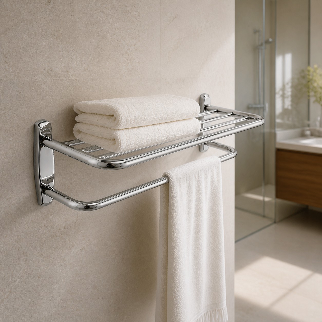 Toallero Repisa Hotelero Acero Inoxidable 60cm Baño Taumm - Imagen 5