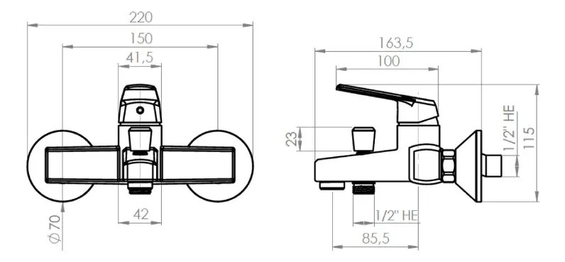 Monomando Llave Grifo Para Tina Ducha Modelo Modena Stretto - Imagen 4