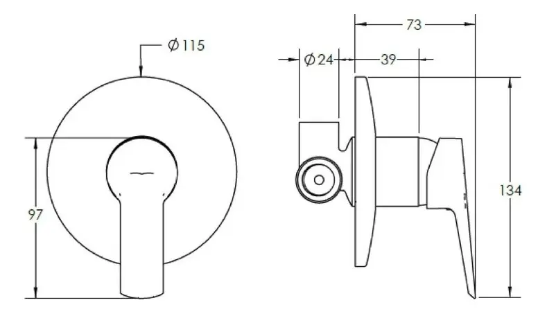 Monomando Llave Ducha Empotrado Modelo Arezzo Stretto - Imagen 3