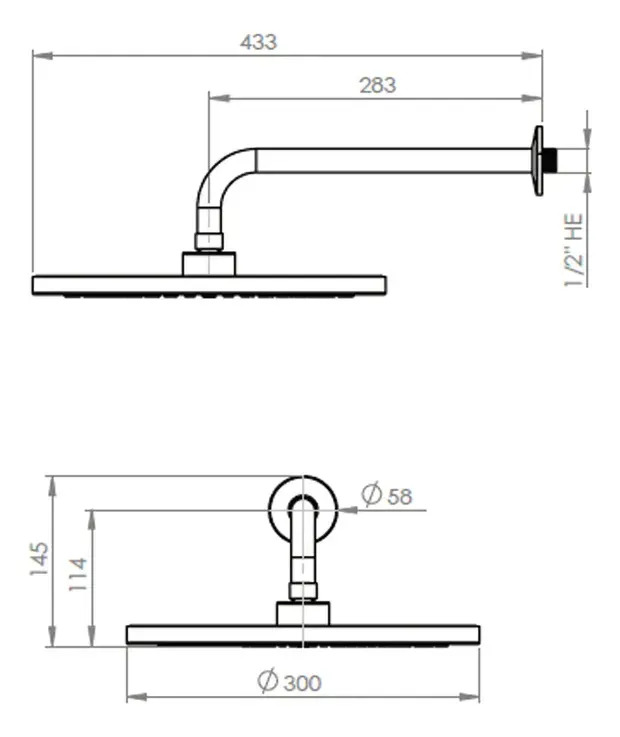 Plato Ducha Regadera Grifo 30 Cm Con Brazo Stretto - Imagen 4