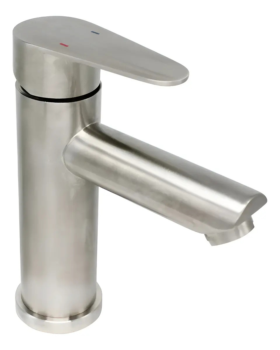 Monomando Llave Grifo Para Lavatorio Modelo Vermont Marca Pmb Color Acero Inox