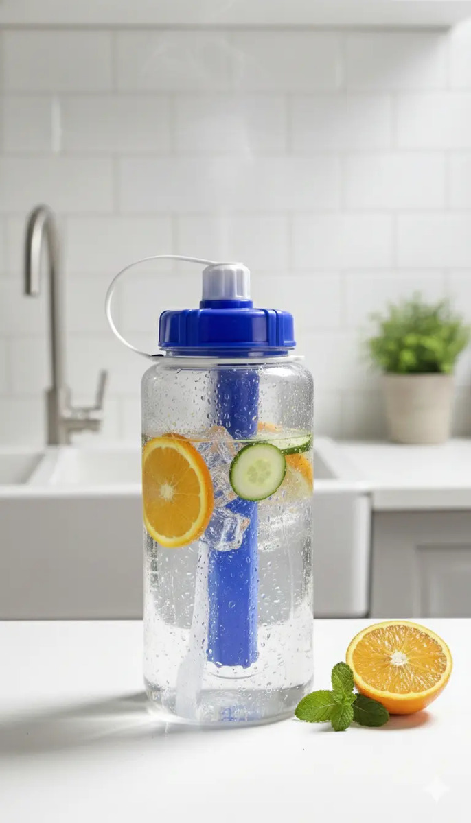 Botella deportiva con pulverizador de agua negro