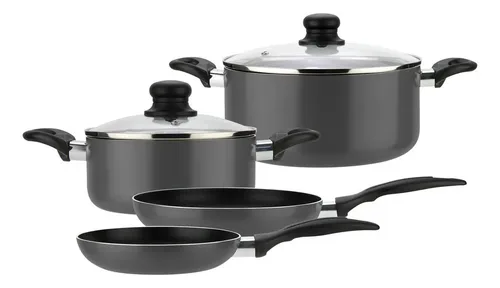 Bateria Cocina 6 Piezas Aluminio Gourmet Fantuzzi Negro