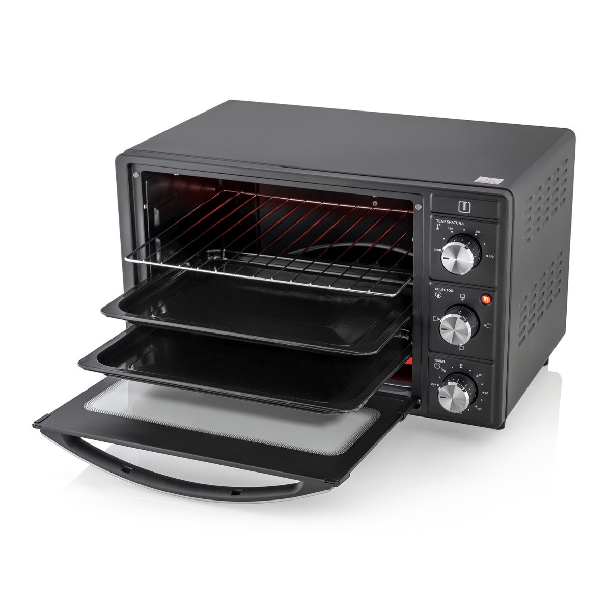Horno Eléctrico de Mesa Thomas 25 Litros 1500W con Grill, 2 Bandejas y Timer 120 Minutos Negro - Imagen 5