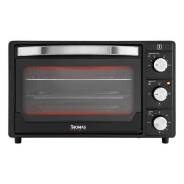Horno Eléctrico de Mesa Thomas 25 Litros 1500W con Grill, 2 Bandejas y Timer 120 Minutos Negro