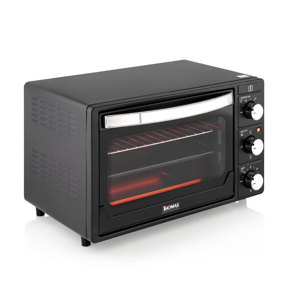 Horno Eléctrico de Mesa Thomas 25 Litros 1500W con Grill, 2 Bandejas y Timer 120 Minutos Negro - Imagen 2