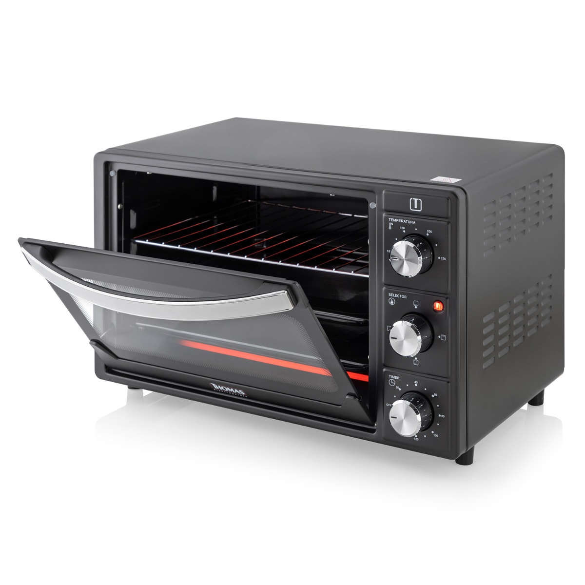 Horno Eléctrico de Mesa Thomas 25 Litros 1500W con Grill, 2 Bandejas y Timer 120 Minutos Negro - Imagen 4
