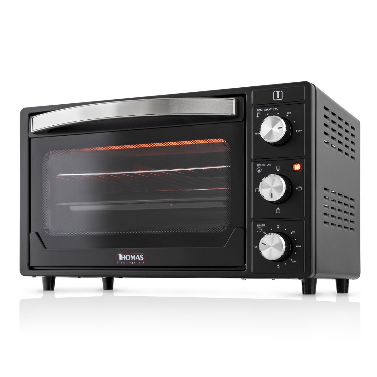Horno Eléctrico de Mesa Thomas 25 Litros 1500W con Grill, 2 Bandejas y Timer 120 Minutos Negro - Imagen 3