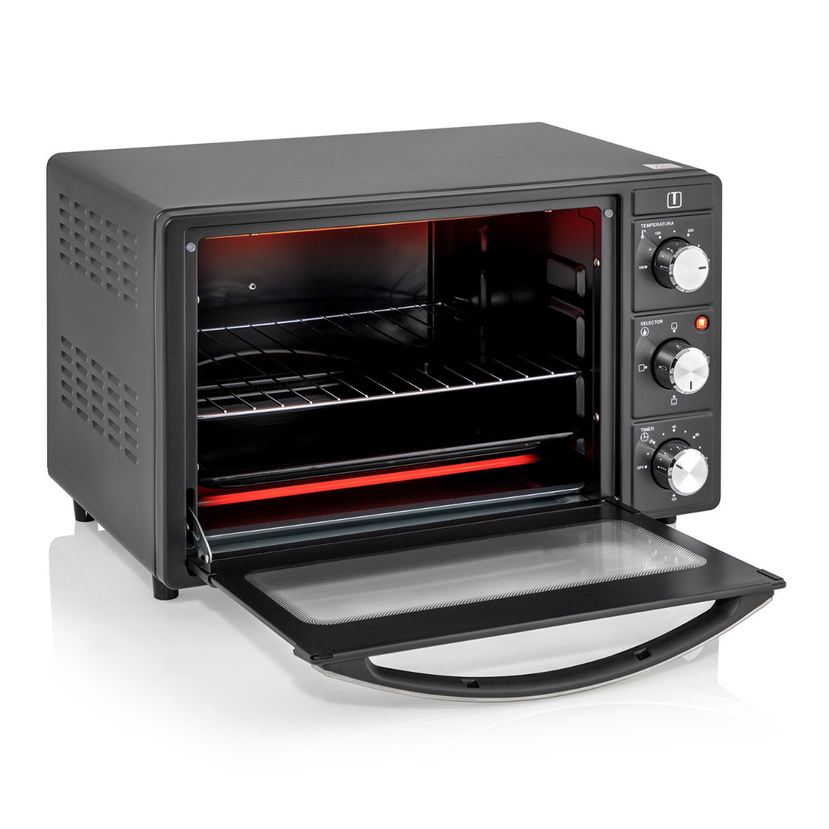 Horno Eléctrico de Mesa Thomas 25 Litros 1500W con Grill, 2 Bandejas y Timer 120 Minutos Negro - Imagen 6