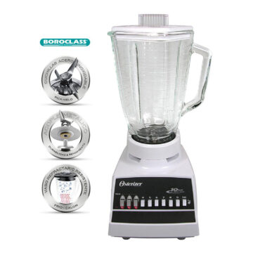Licuadora Juguera Oster Clásica 10 Velocidades 300W Jarra Vidrio 1,25 L Pica Hielo Blanca