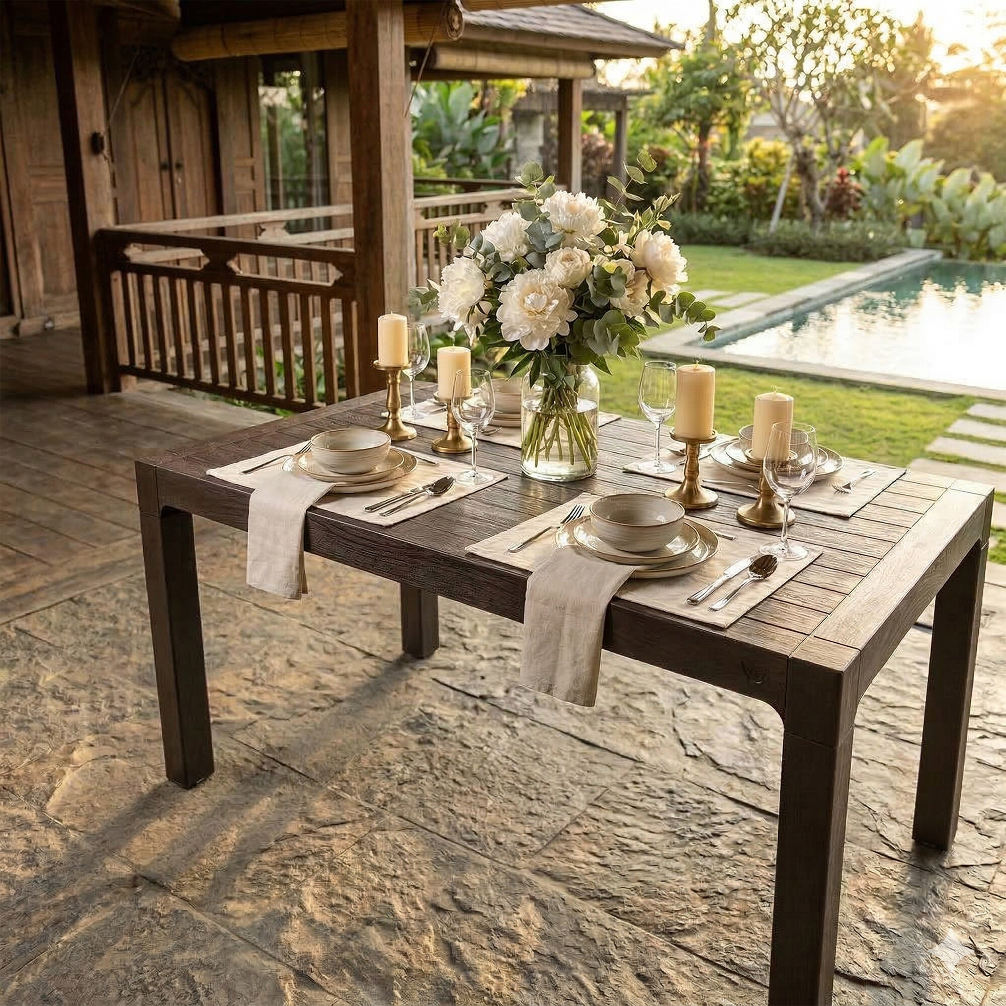 MESA ROBLE 150 X 80 CAFE - Imagen 2