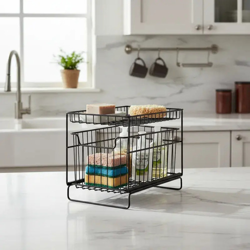 Canasto Organizador Multiusos Con Riel Cocina/baño/living