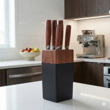 Set Cuchillos Cocina 6 Piezas con Mango de Madera Negro Madera
