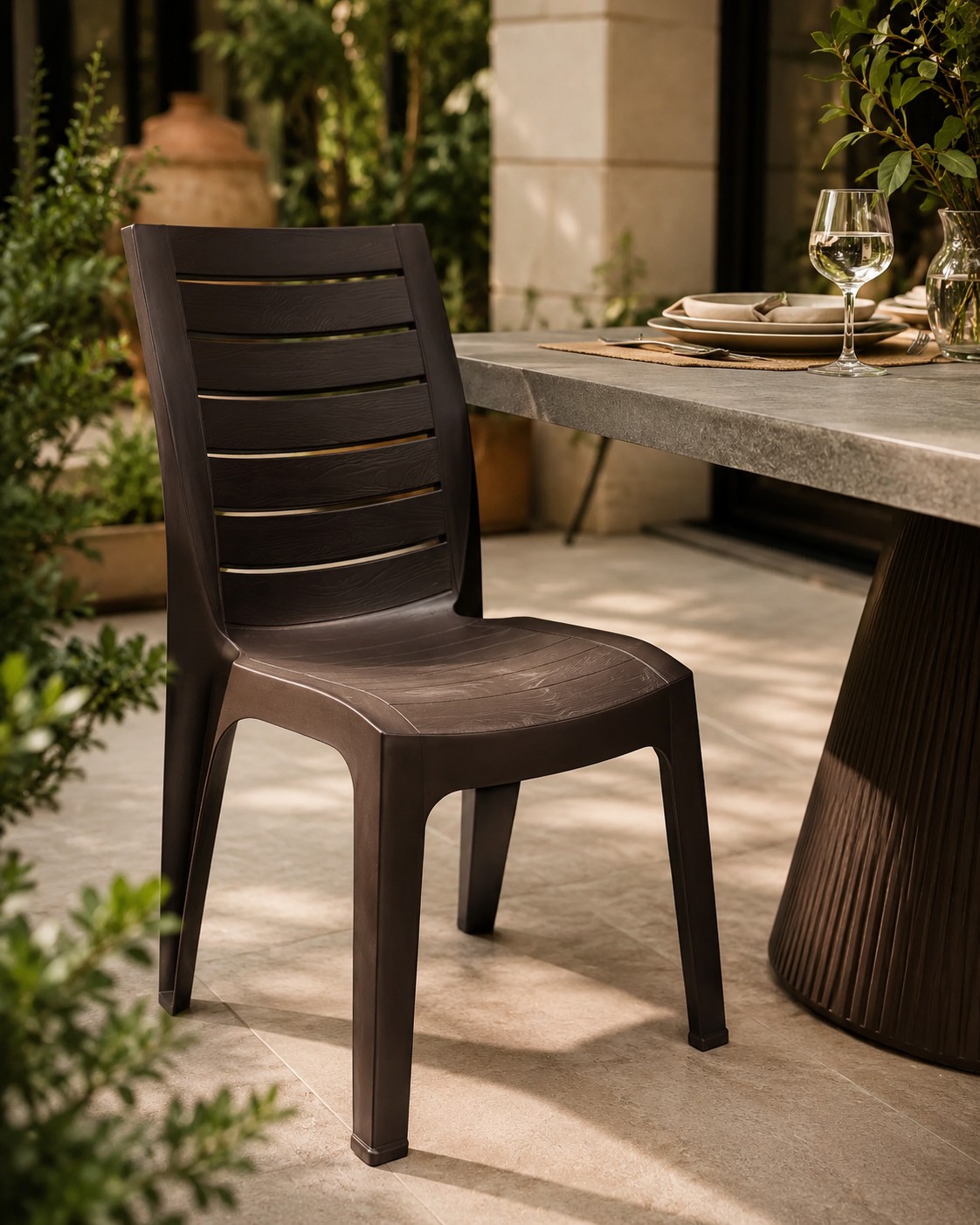 Silla Para Jardin Living Habitacion Modelo Roble Marca Reyplast - Imagen 3