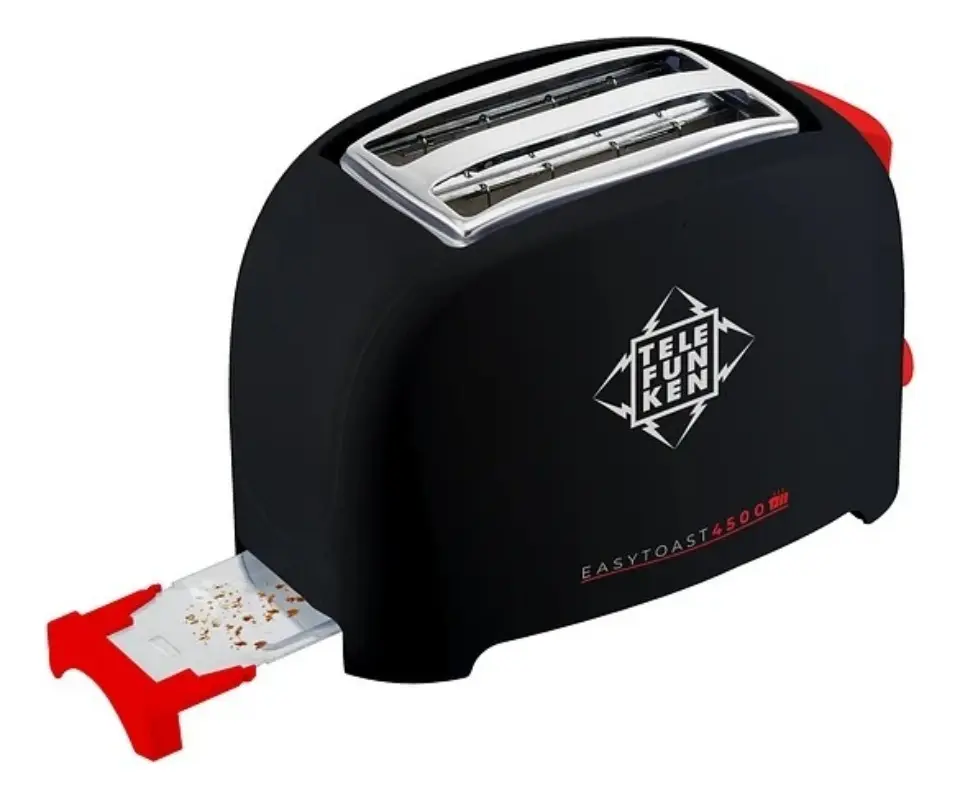 Tostador Eléctrico Telefunken EasyToast 4500 900W Negro con Rojo 2 Ranuras - Imagen 5