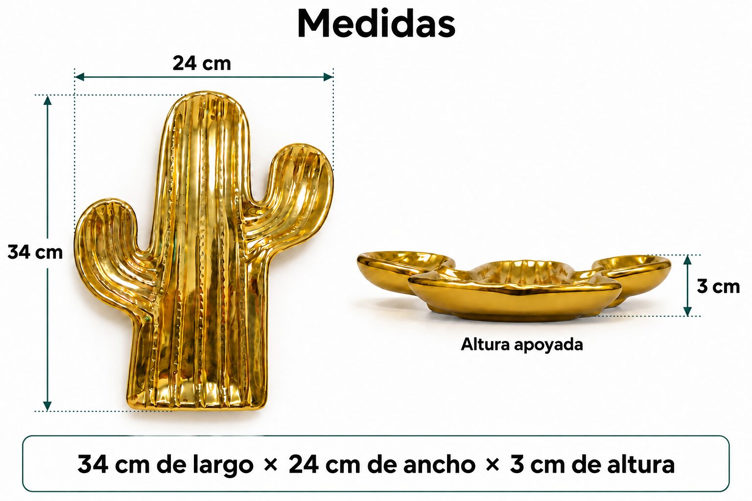 Bandeja Decorativa Cactus de Cerámica con Acabado Brillante - Imagen 5