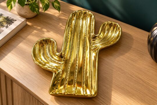 Bandeja Decorativa Cactus de Cerámica con Acabado Brillante