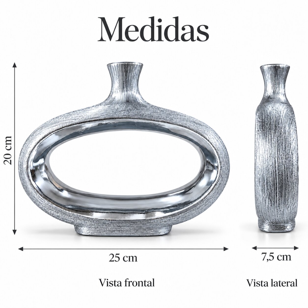 Florero Jarrón Decorativo de Cerámica Ovalado con Abertura Central 25 cm - Imagen 7
