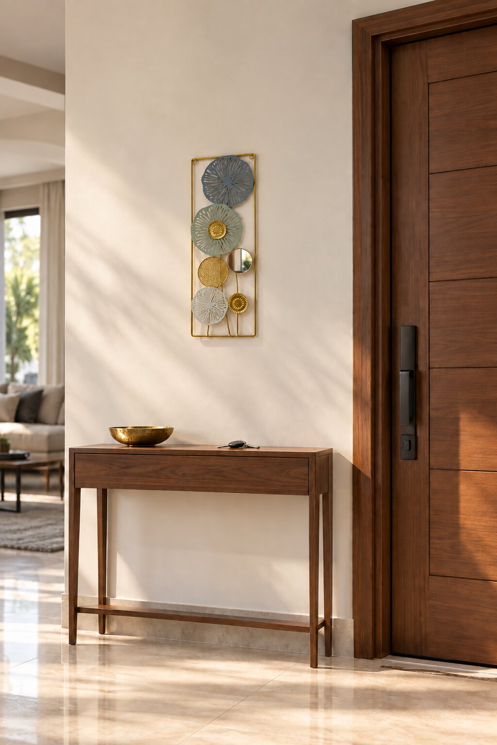 Cuadro Decorativo Rectangular con Espejos y Diseño Floral en Dorado - Imagen 2