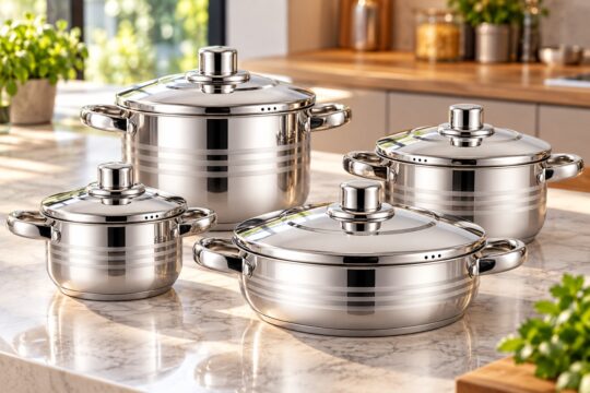 Batería de Cocina Vitta Oslo 8 Piezas Acero Inoxidable Plateado con Tapas Metálicas